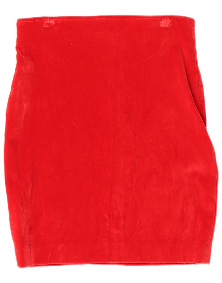 VINTAGE Jupe crayon en velours femme IT 44 Medium W26 Coton rouge