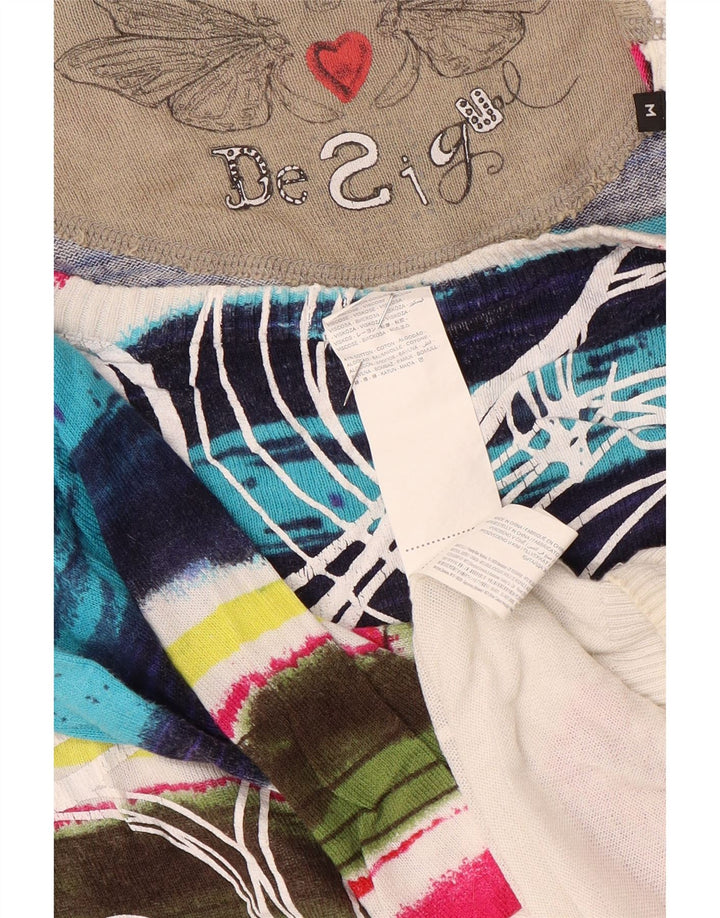 Desigual Femme Pull Col Bateau UK 12 Moyen Multicolore