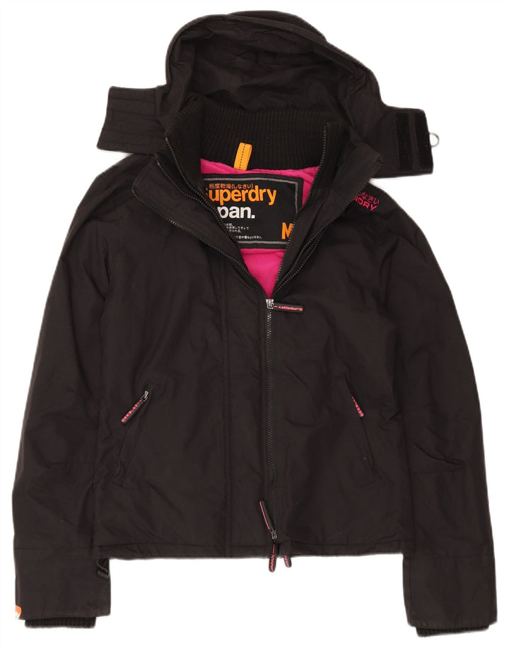Superdry Veste coupe-vent à capuche pour femme UK 14 Medium Black Nylon