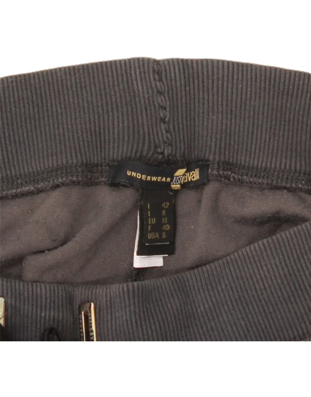 JUST CAVALLI Womens Graphic Tracksuit Trousers UK 12 Medium Grey Cotton Vintage Just Cavalli and Second-Hand Just Cavalli from Messina Hembry 