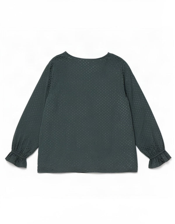 Crew Clothing Chemisier à manches longues pour femme UK 42, vert moyen à pois