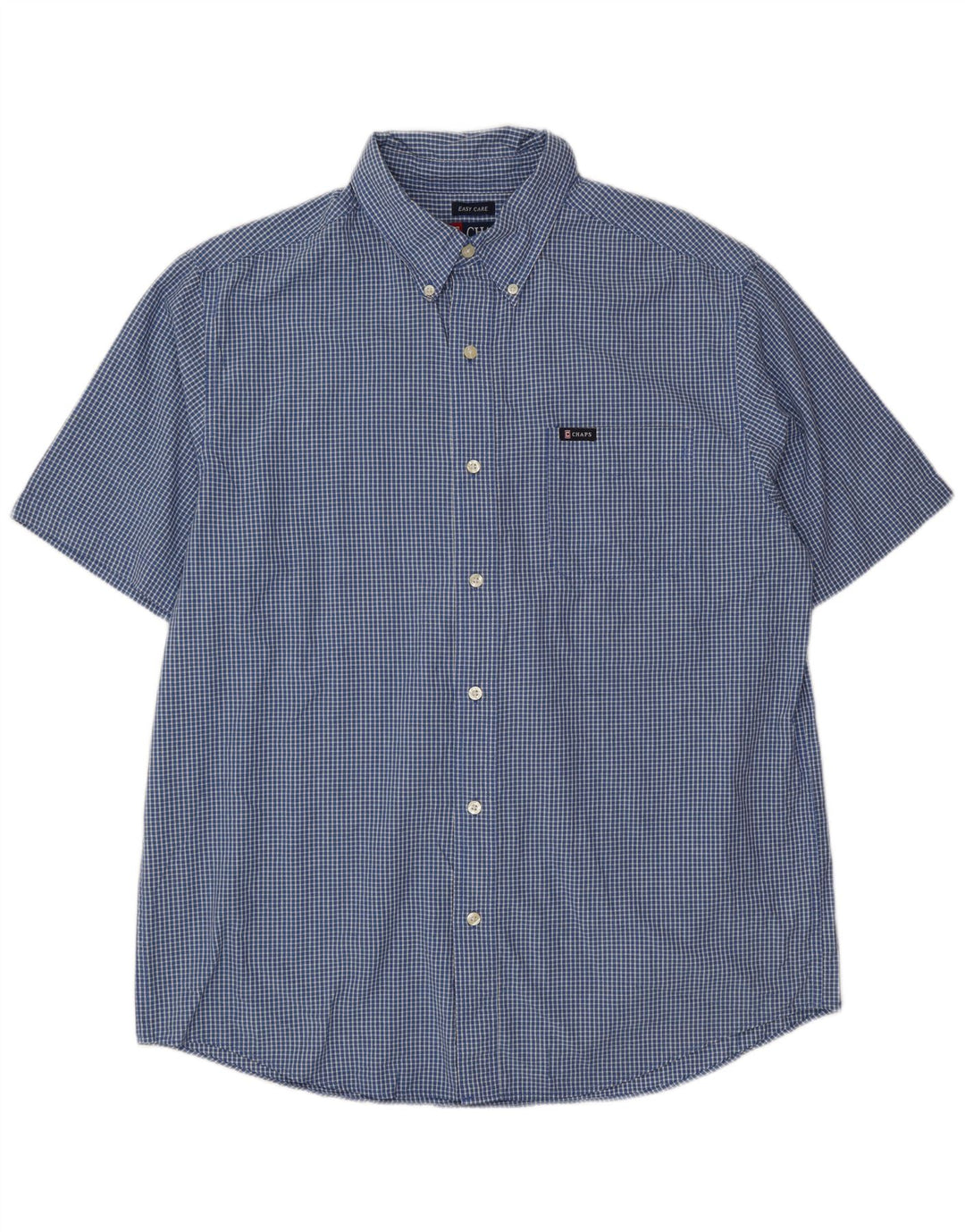 Chaps Chemise à manches courtes pour homme en coton à carreaux bleus