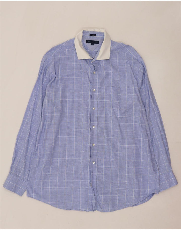 Tommy Hilfiger Chemise coupe régulière pour homme Taille 17 XL Bleu à carreaux