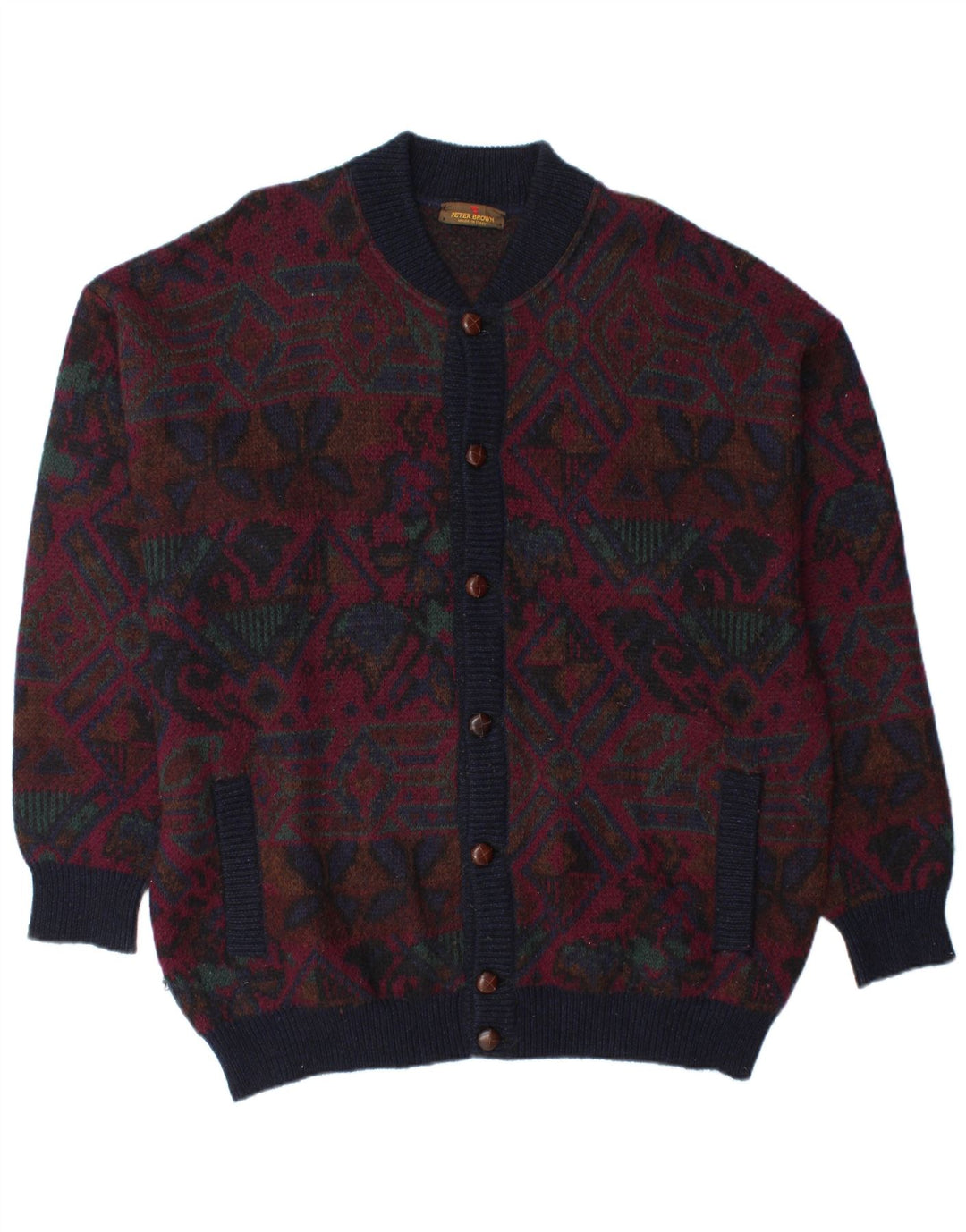 PETER BROWN Cardigan pour homme IT 58 3XL Bordeaux Fair Isle