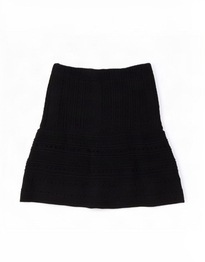 Zara Femme Mini Jupe En Tricot Moyen W28 Coton Noir