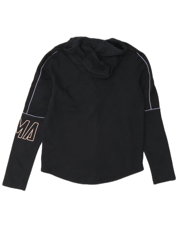 Puma Pull à capuche graphique zippé pour femme UK 10 Petit coton bleu marine