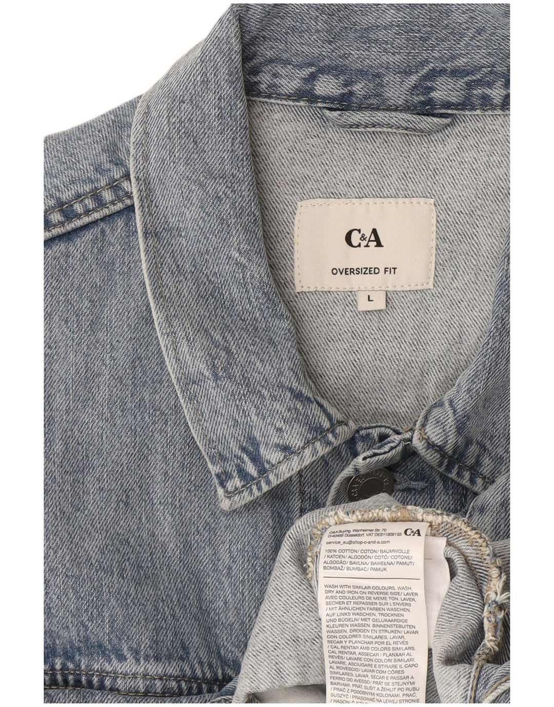 C&A Veste en jean surdimensionnée pour homme UK 40 Large Bleu Coton