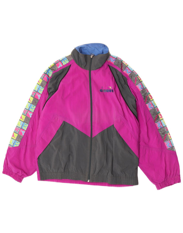 Diadora Veste de Survêtement Graphique Homme Rose Moyen Nylon Colorblock