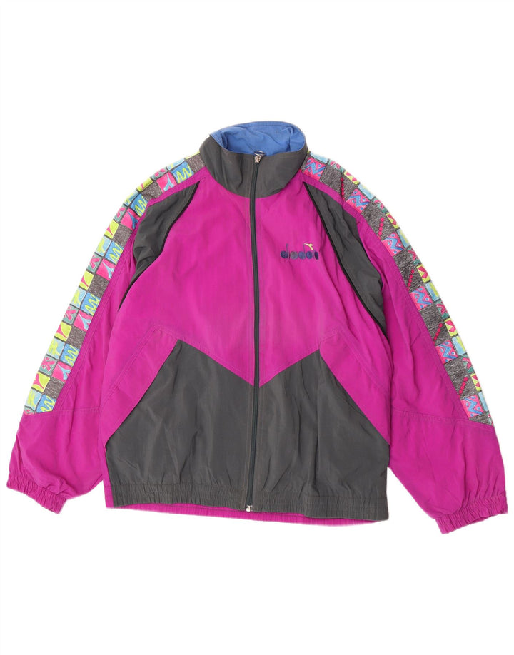 Diadora Veste de Survêtement Graphique Homme Rose Moyen Nylon Colorblock