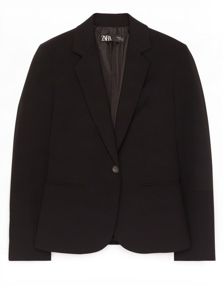Zara Veste Blazer 1 Bouton Femme EU 34 2XS Noir Polyester