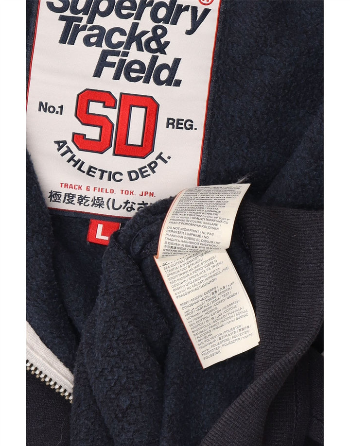 SUPERDRY Veste de survêtement graphique d'athlétisme pour hommes, grande taille, bleu marine