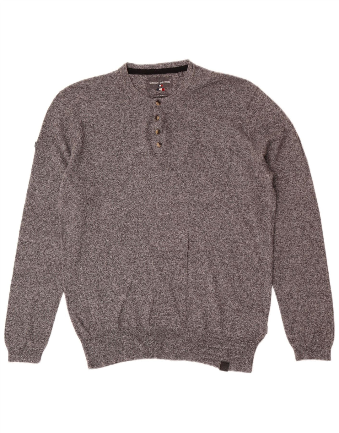 Superdry Pull coupe classique à col boutonné pour homme XL Gris chiné en coton