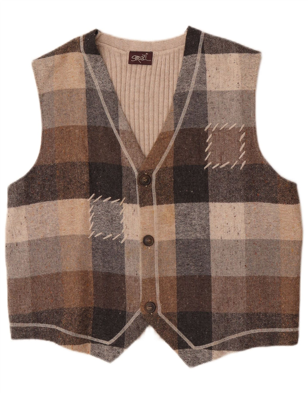 gilet homme vintage Grand Beige Check Acrylique
