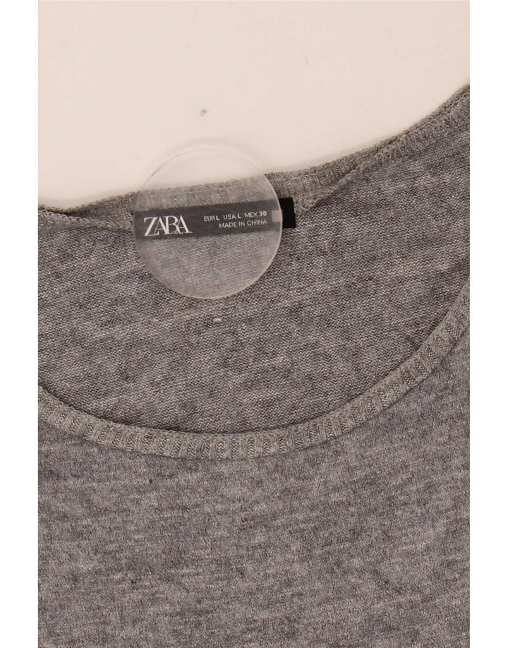 Zara Débardeur Femme UK 16 Large Gris Fair Isle