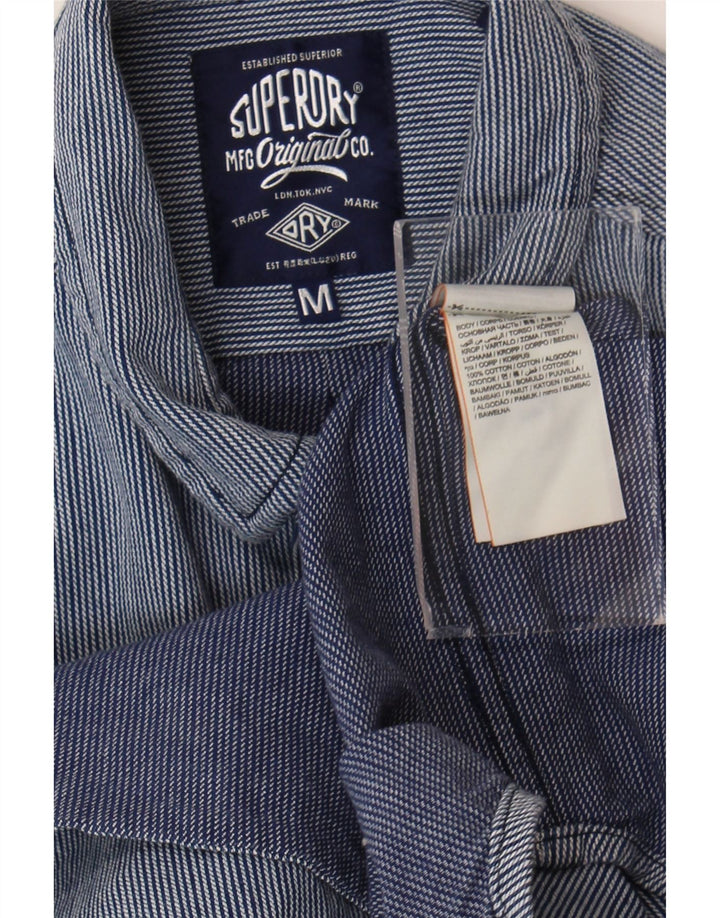 Superdry Chemise Regular Fit Homme Bleu Marine Moyen En Coton À Fines Rayures