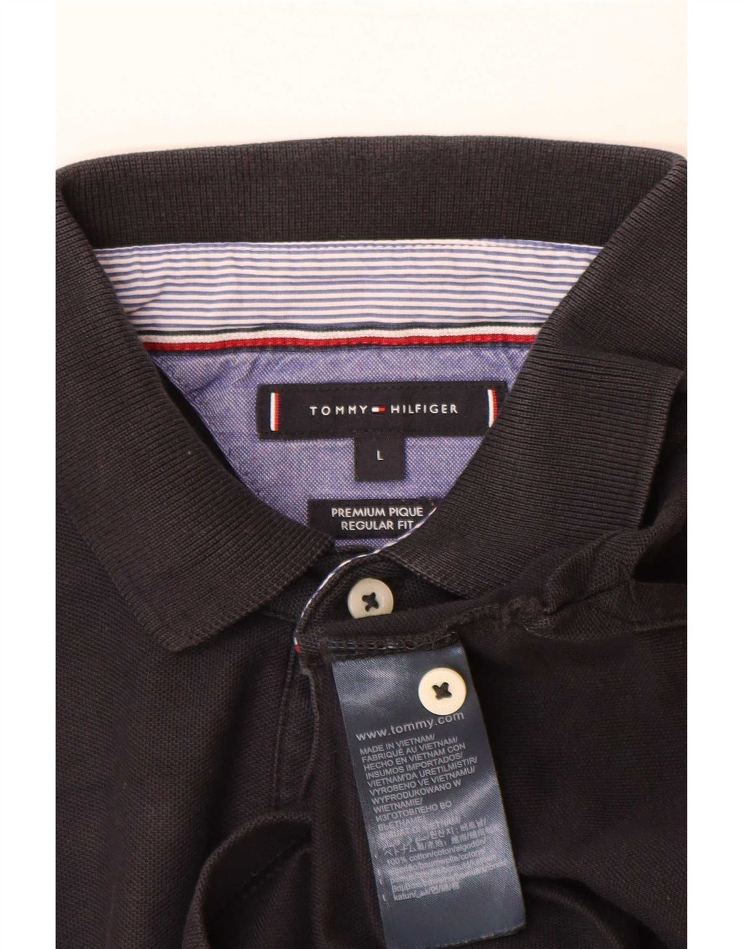 Tommy Hilfiger Polo coupe classique pour homme en coton noir Large