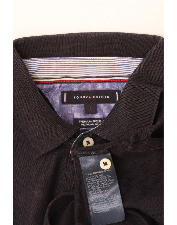 Tommy Hilfiger Polo coupe classique pour homme en coton noir Large