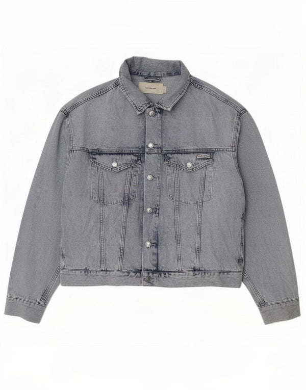 Calvin Klein Jeans Veste en jean pour homme UK 40 Large Bleu Coton
