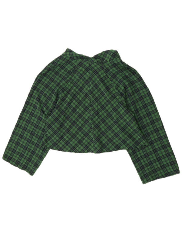 Zara Chemisier court surdimensionné à manches 3/4 pour femme UK 10 Petit carreaux verts
