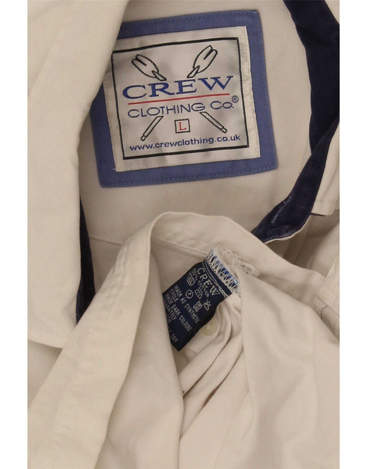Crew Clothing Chemise pull pour homme en coton rayé blanc