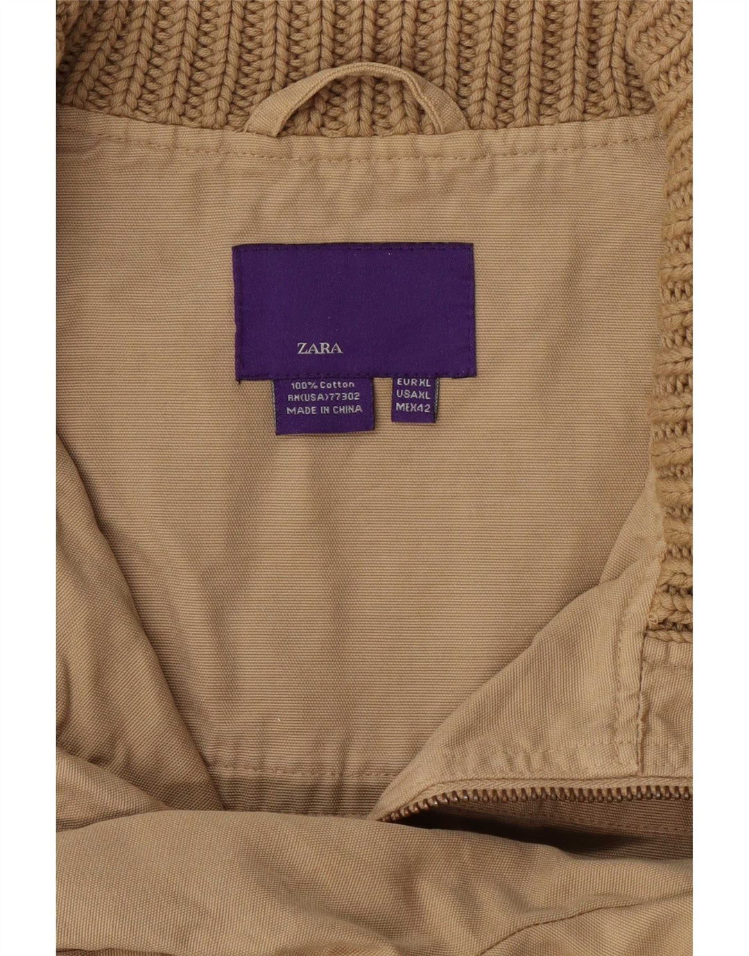 Zara Veste Bomber Homme UK 42 XL Coton Beige