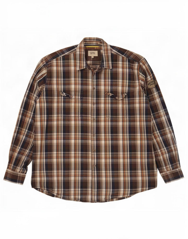 Camel Active Chemise Homme 2XL Marron Carreaux Coton