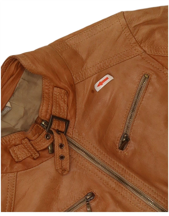 XETRA Veste de motard en cuir pour femme UK 8 Small Beige