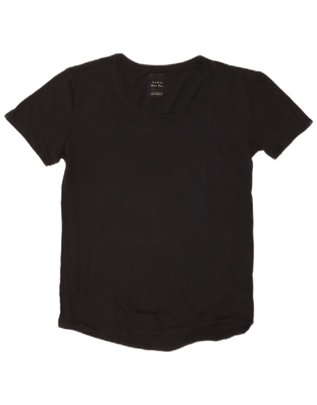 ZARA Femme T-Shirt Top UK 12 Moyen Noir Coton