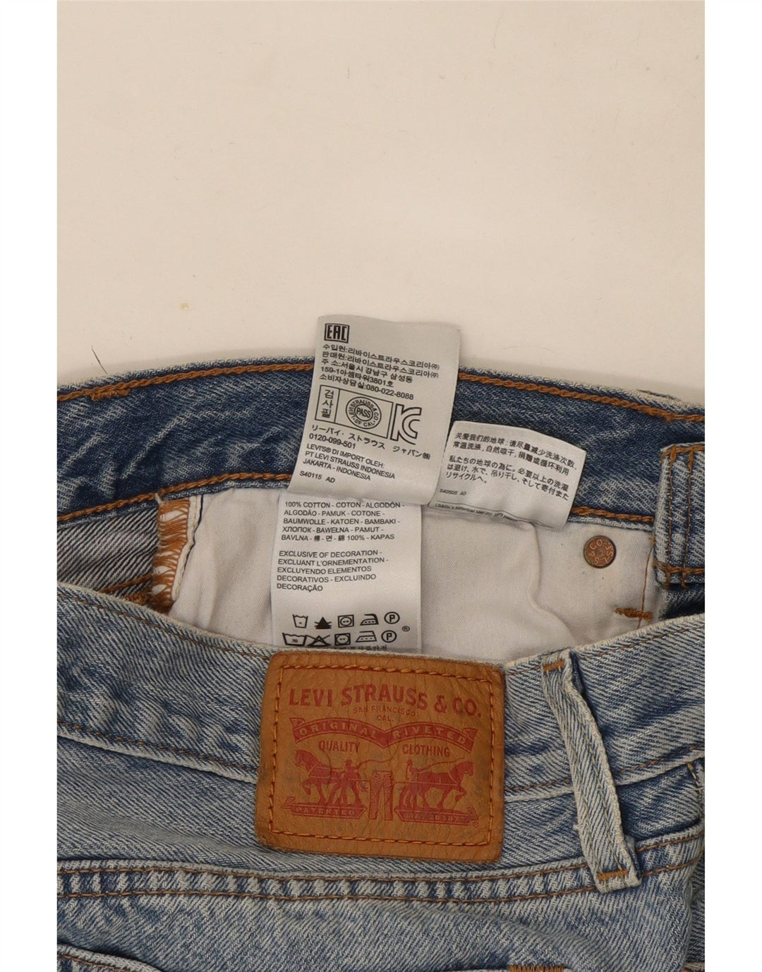 Levi's Mini Jupe En Jean Effet Déchiré W28 Femme Bleu Moyen Coton