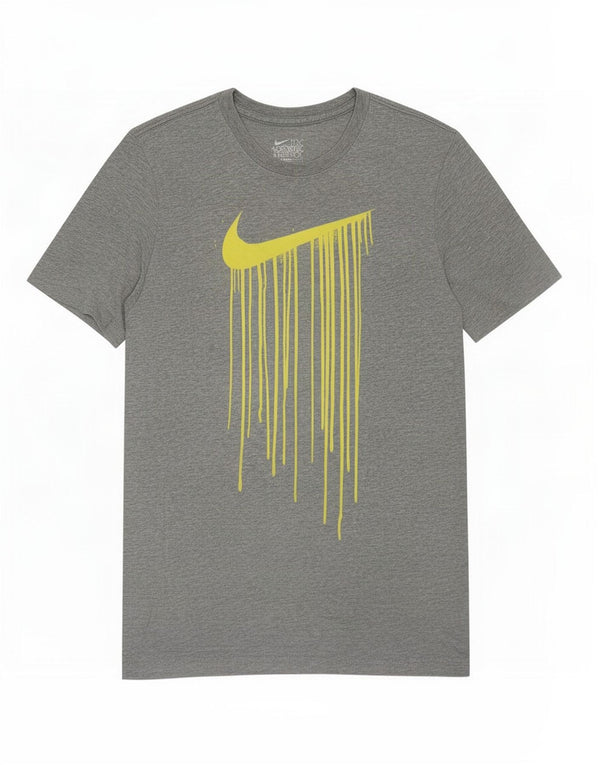 Nike T-shirt graphique coupe standard pour homme, petit, gris, coton moucheté