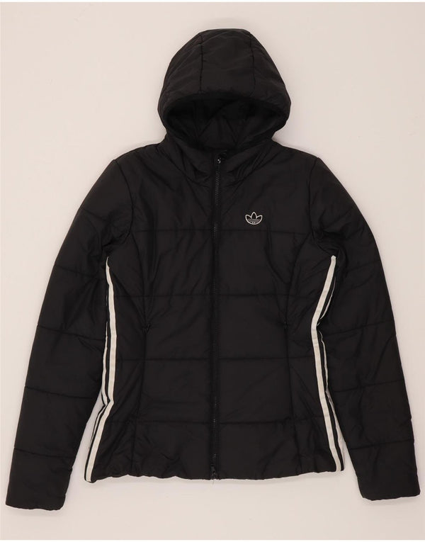 Adidas Veste rembourrée à capuche pour femme UK 10 Petit Noir Polyester