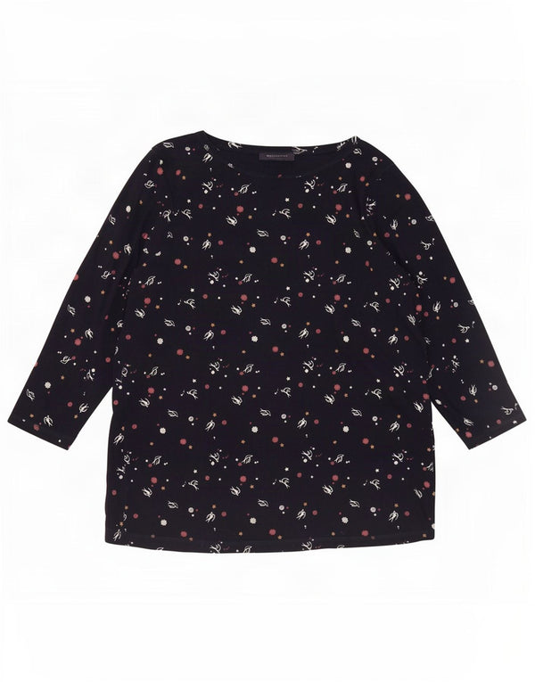 Marks & Spencer Haut à motif abstrait pour femme Manches 3/4 UK 20 2XL Bleu marine