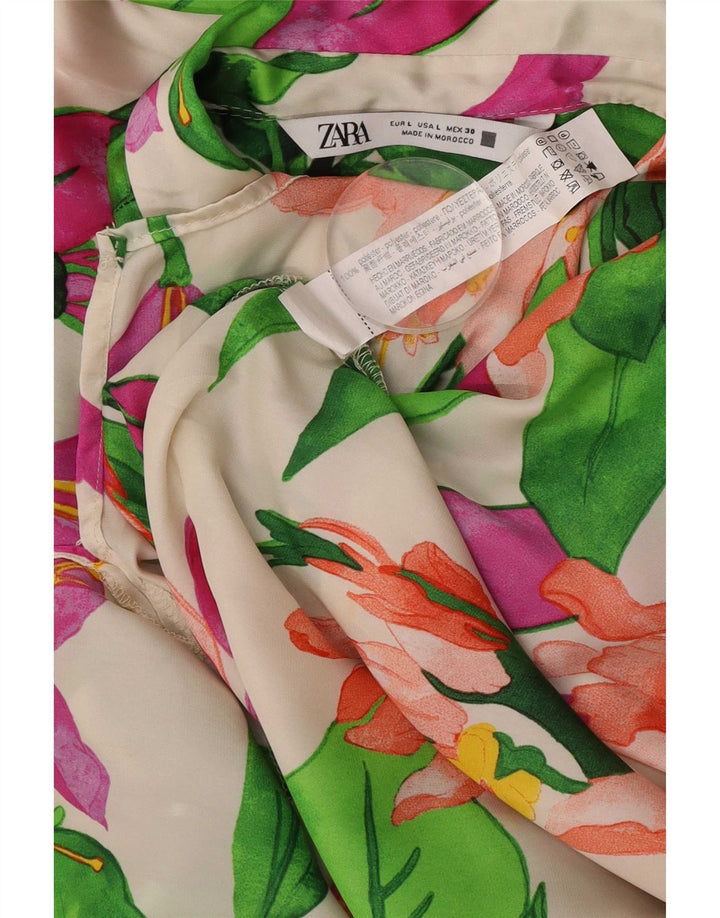 Zara Chemisier surdimensionné pour femme UK 16 Grand motif floral multicolore