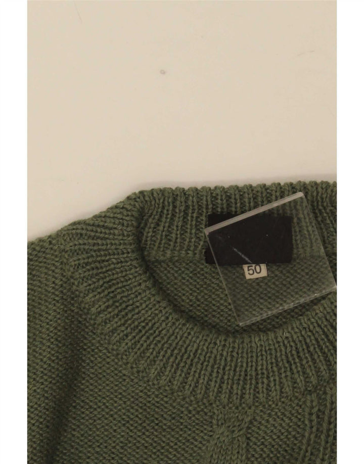 vintage Mens Crew Neck Jumper Pull IT 50 Vert Moyen