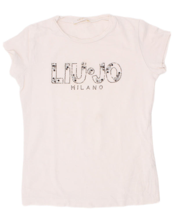 Liu Jo T-Shirt Graphique Fille 6-7 Ans Blanc Coton