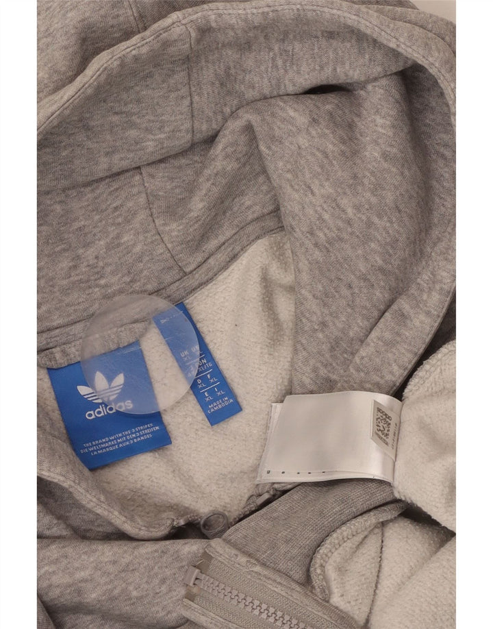 ADIDAS Pull à capuche zippé graphique à trois rayures pour hommes XL Gris Moucheté