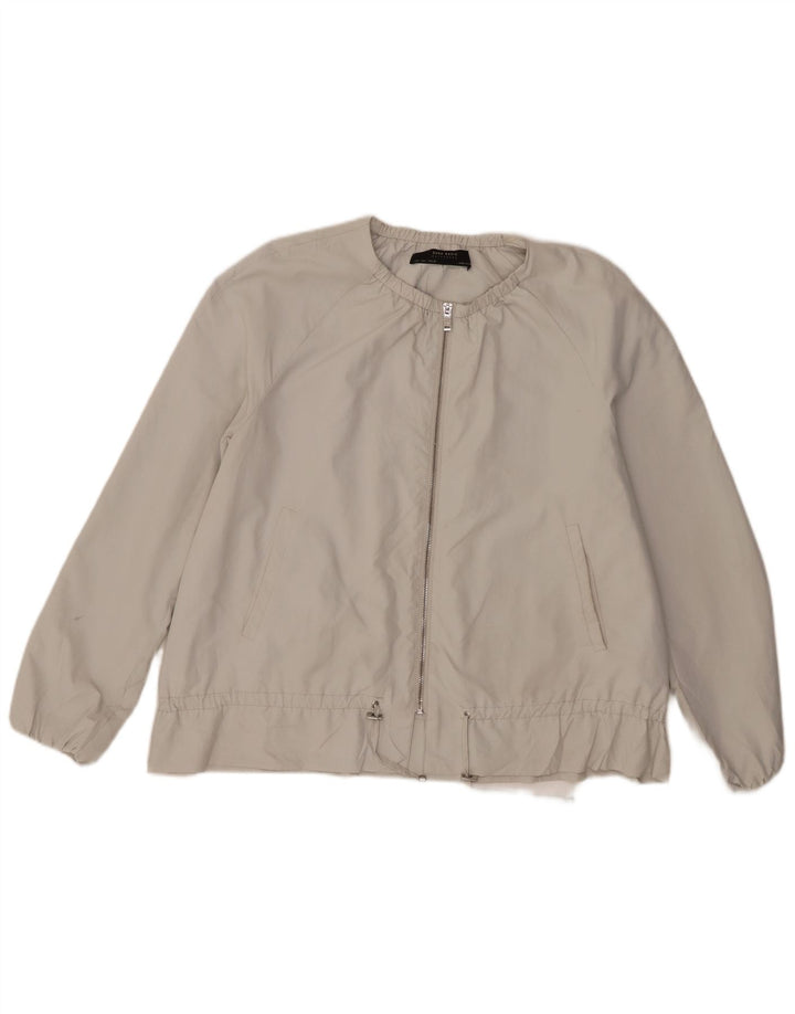 Zara Womens Bomber Jacket UK 16 Large Gris Polyester