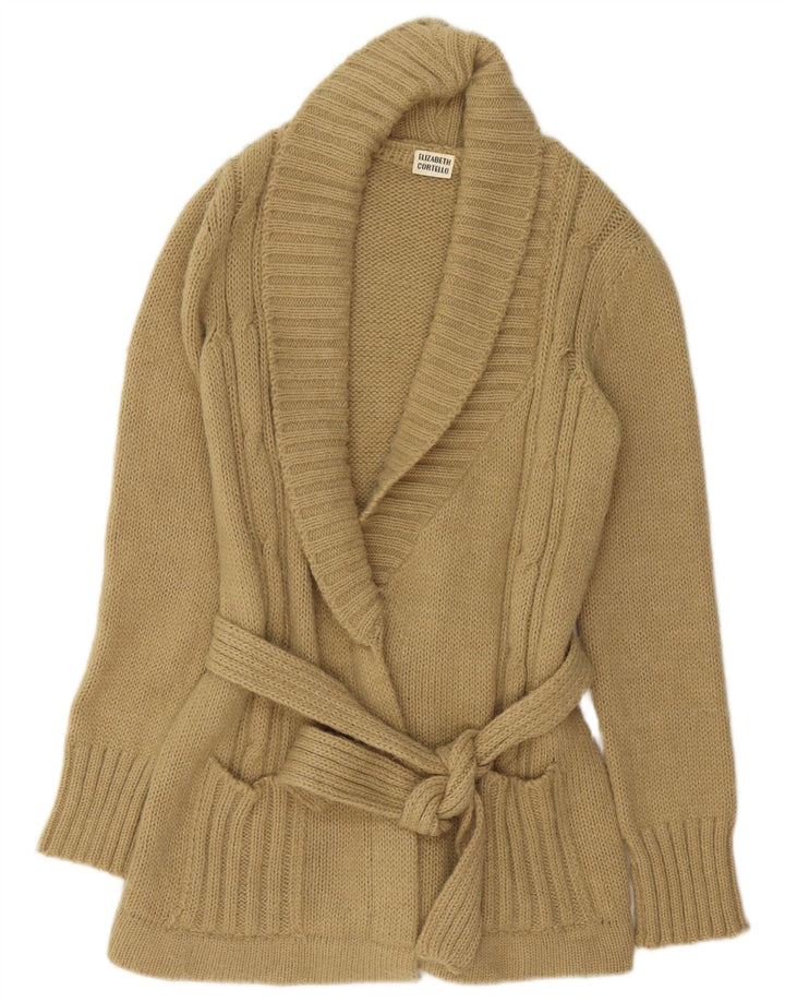 VINTAGE Femmes Longline Cardigan Pull UK 14 Beige Moyen