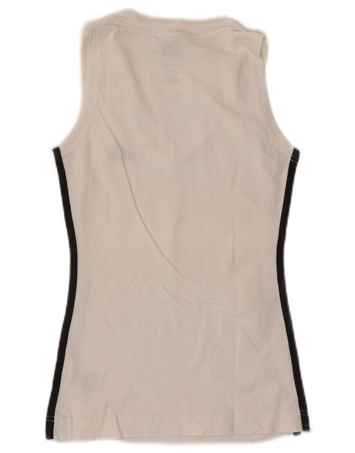 Adidas Débardeur Femme UK 8 Petit Coton Blanc