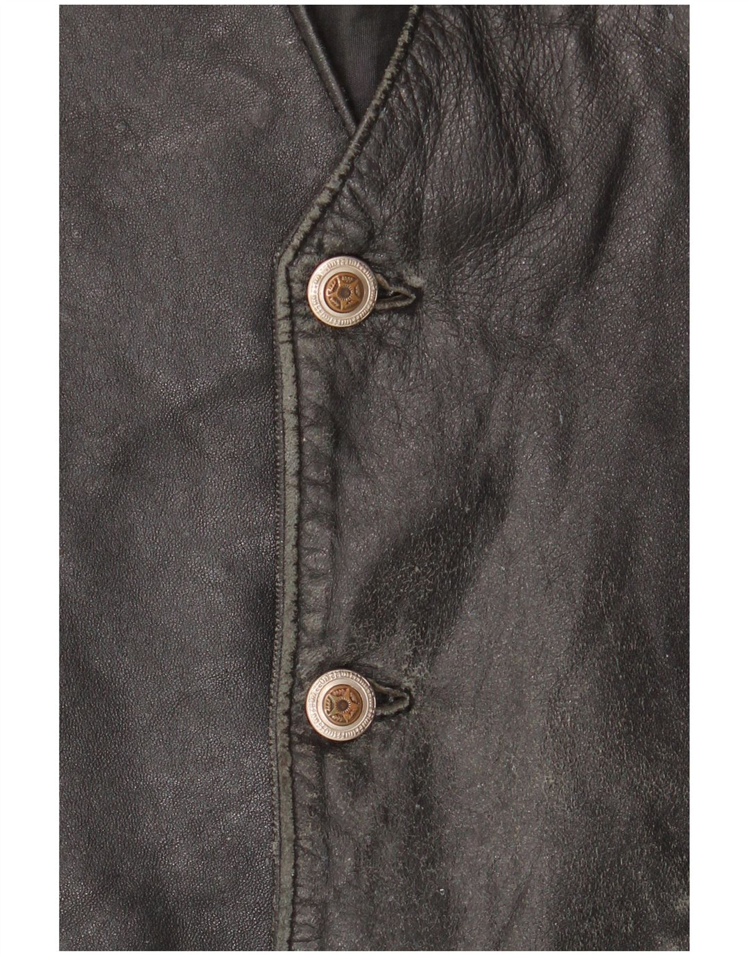 VINTAGE Gilet en cuir homme IT 52 Grand cuir noir