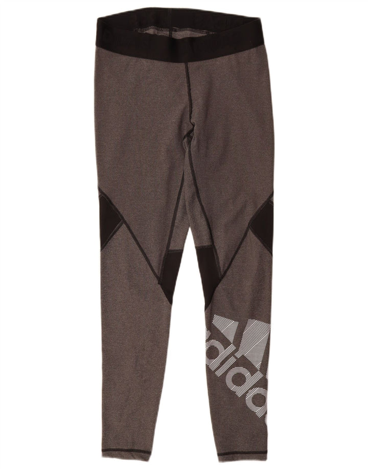 Adidas Leggings graphiques pour femmes UK 12/14 Polyester color block gris moyen