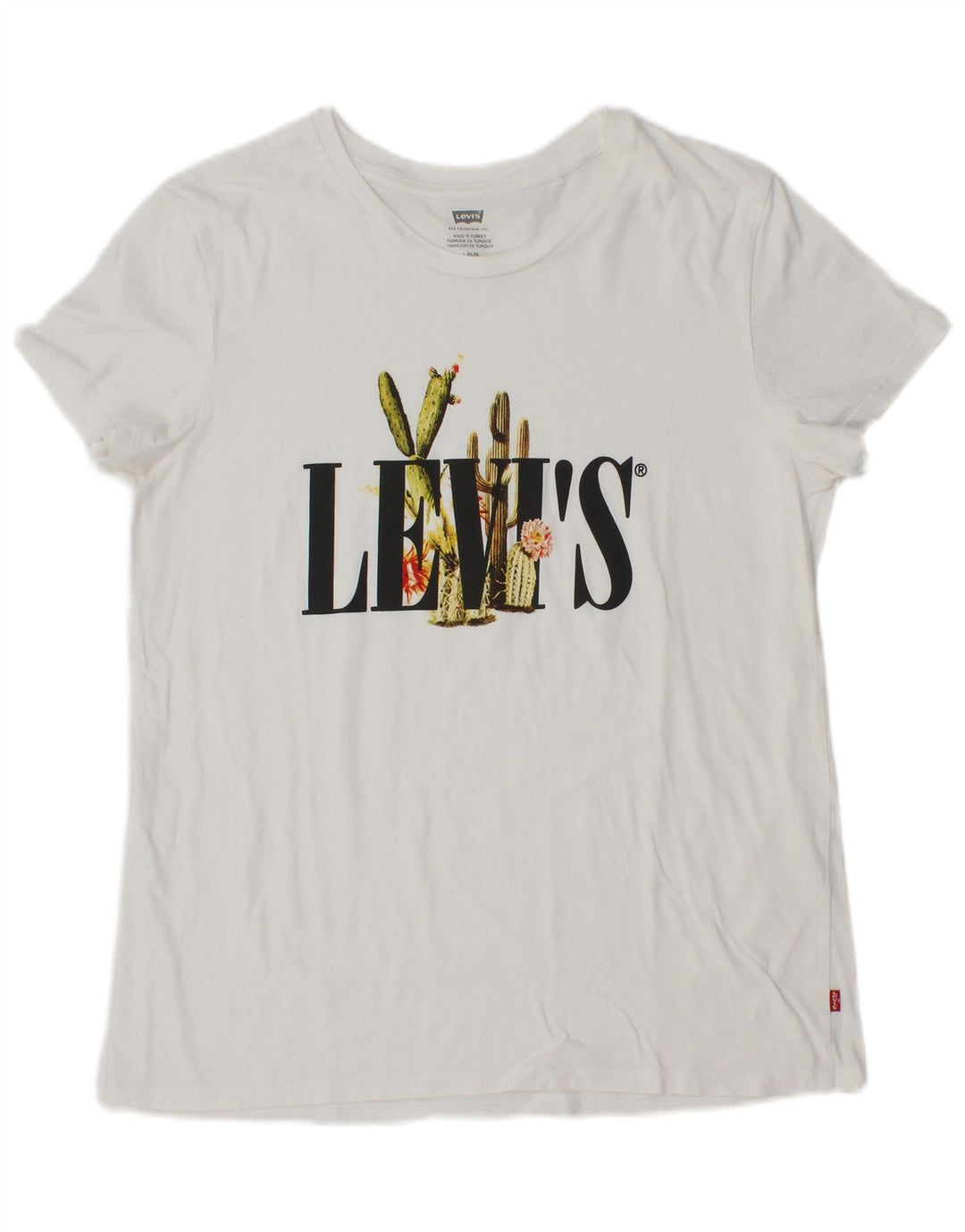 LEVI'S T-shirt graphique pour femme UK 14 Large Blanc