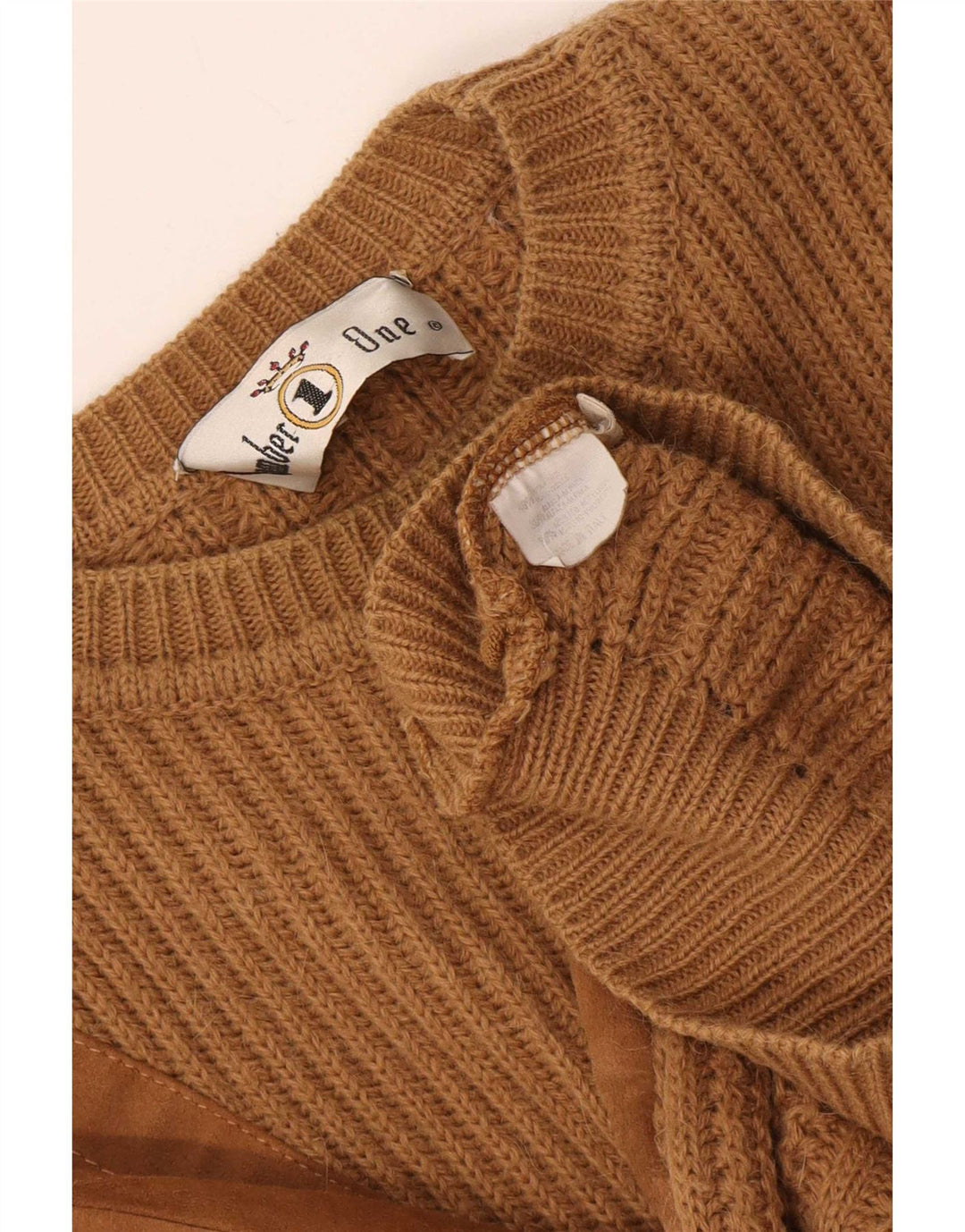 Number 1 Pull col rond homme XL laine marron
