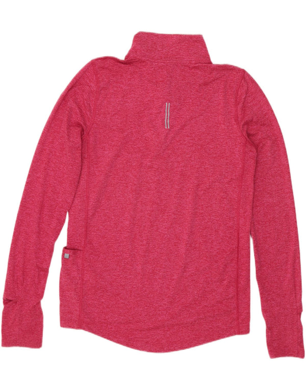 Nike Femme Dri Fit Zip Neck Top Manches Longues UK 6 XS Rose Polyester