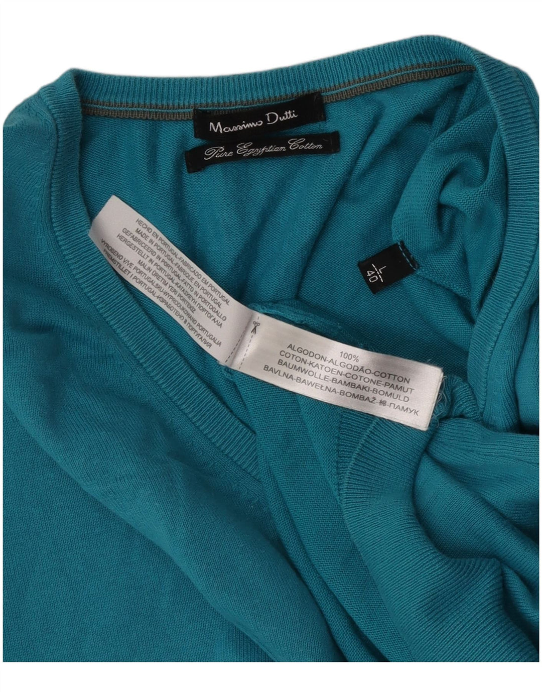 Massimo Dutti Pull col V pour homme en coton bleu Taille L