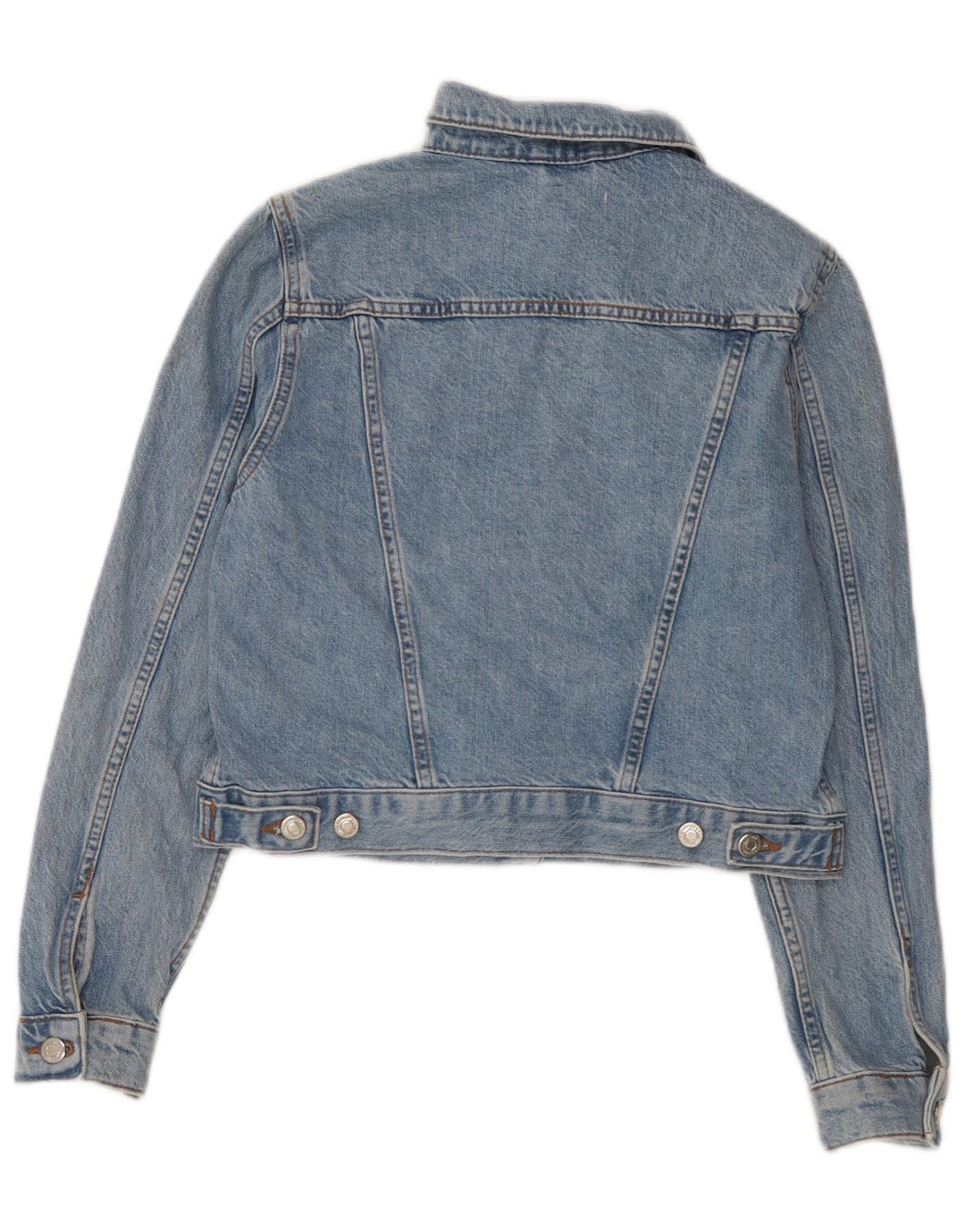 Topshop Veste en jean courte pour femme UK 8 Petit coton bleu