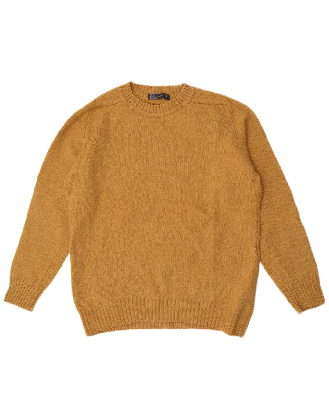 Zara Pull ras du cou pour homme XL en laine jaune
