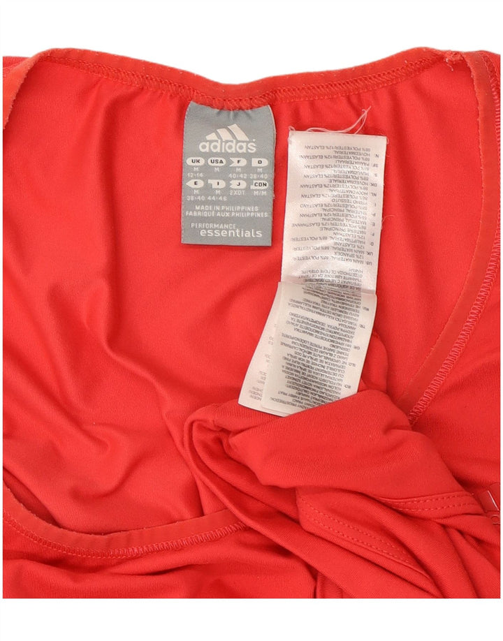 ADIDAS Femmes Climalite T-Shirt Top UK 12/14 Rouge Moyen Polyester