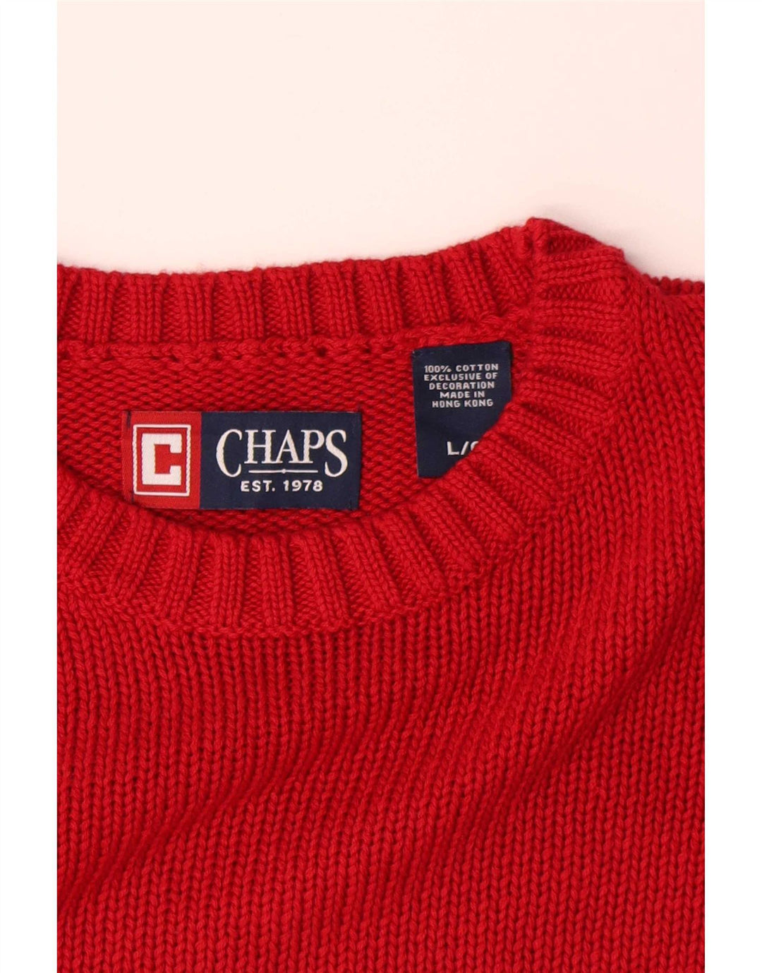 Chaps Pull à col rond pour homme en coton rouge Large