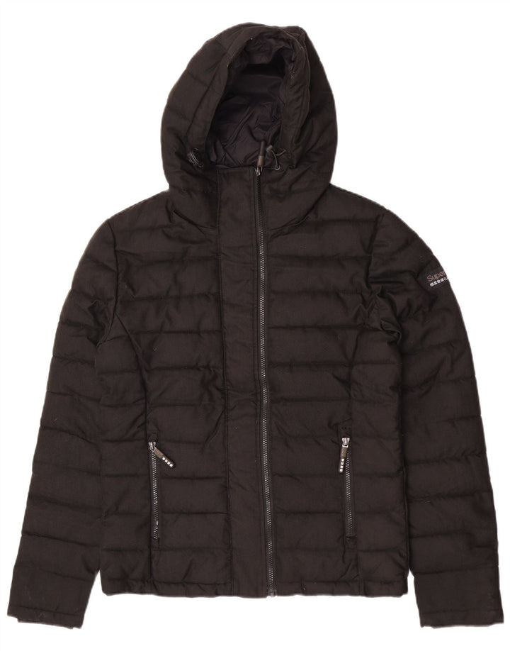 Superdry Veste matelassée à capuche pour hommes UK 38 Medium Noir Polyester